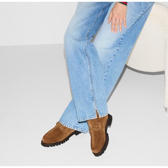 Gucci Brown Gold Horsebit Suede Ankle Boots Womens 9 - Picture 1 of 9